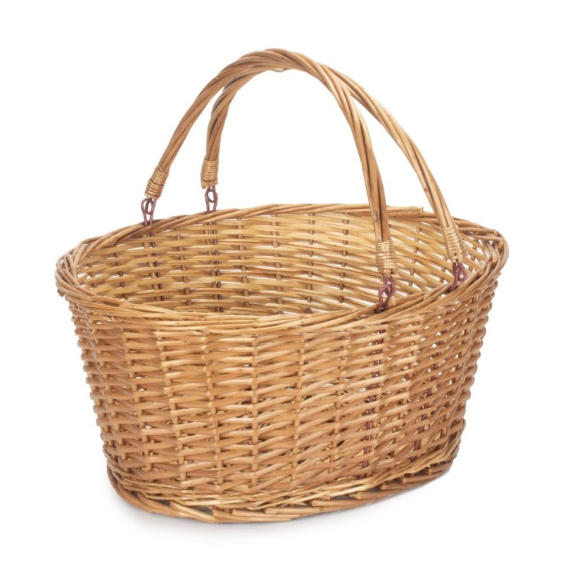 Unlined Double Steamed Wicker Shopping Basket With Swing Handles - Shopping Baskets - British D'sire Main image