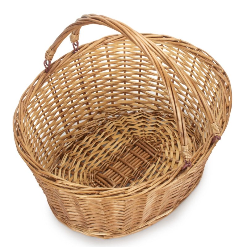Unlined Double Steamed Wicker Shopping Basket With Swing Handles Secondary image