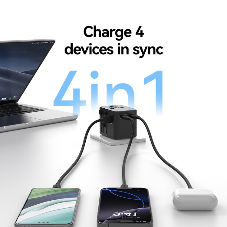 USAMS CC308 17W Dual Type - C and USB - A Ports Universal Travel Charger(Black) - British D'sire