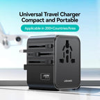 USAMS CC308 17W Dual Type - C and USB - A Ports Universal Travel Charger(Black) - British D'sire
