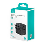 USAMS CC308 17W Dual Type - C and USB - A Ports Universal Travel Charger(Black) - British D'sire