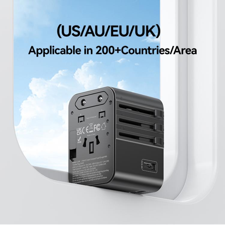 USAMS CC308 17W Dual Type - C and USB - A Ports Universal Travel Charger(Black) - British D'sire