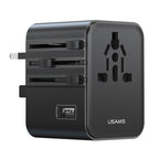 USAMS CC308 17W Dual Type - C and USB - A Ports Universal Travel Charger(Black) - British D'sire