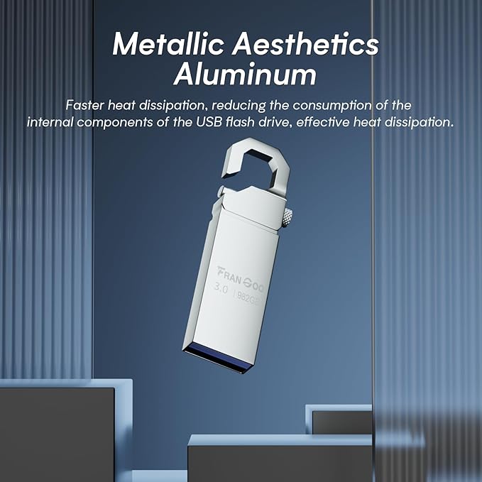 USB Stick 3.0 - 982GB, USB Flash Drive, Waterproof Memory Stick USB Drive with Keychain, Portable Metal Pen Drive for PC, Laptop, Computer and More - External Data Storage - British D'sire