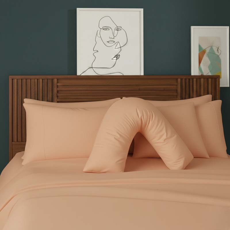 V Shape Pillowcase for Support Maternity Pillows Polycotton Easy Care - Mustard - British D'sire