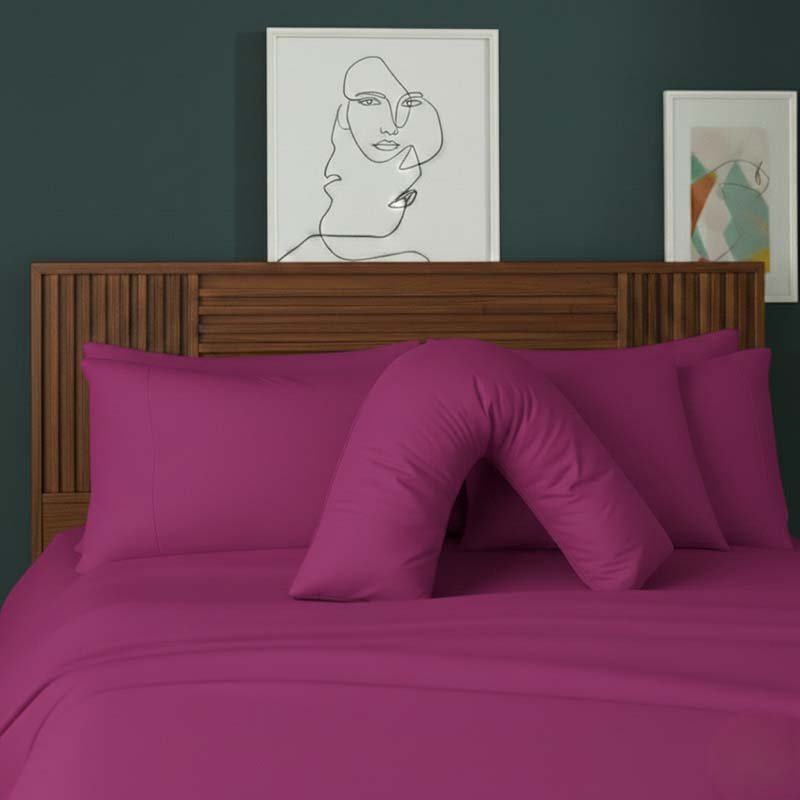 V Shape Pillowcase for Support Maternity Pillows Polycotton Easy Care - Mustard - British D'sire