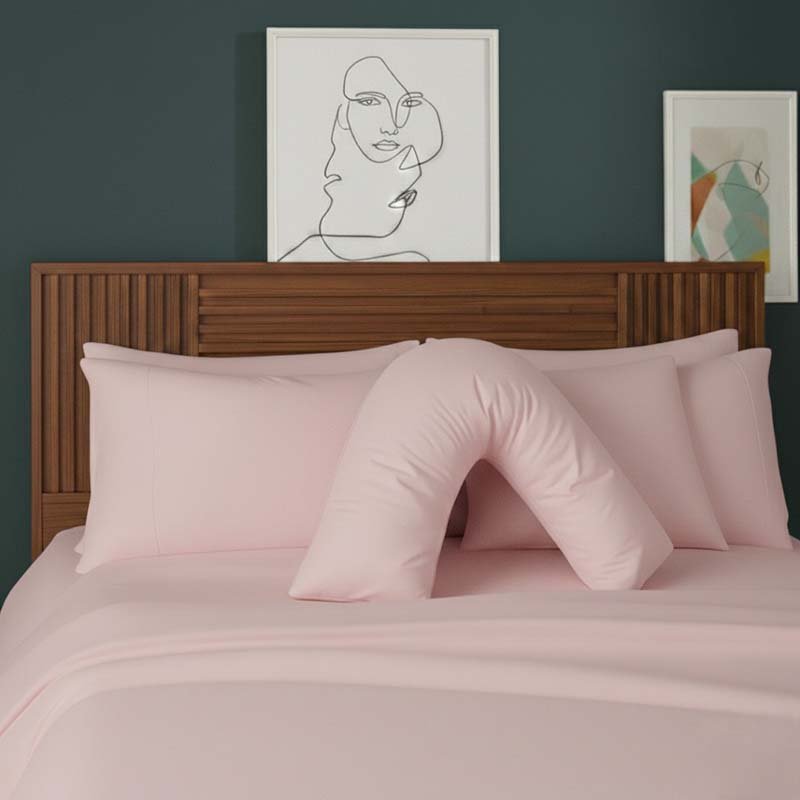 V Shape Pillowcase for Support Maternity Pillows Polycotton Easy Care - Mustard - British D'sire