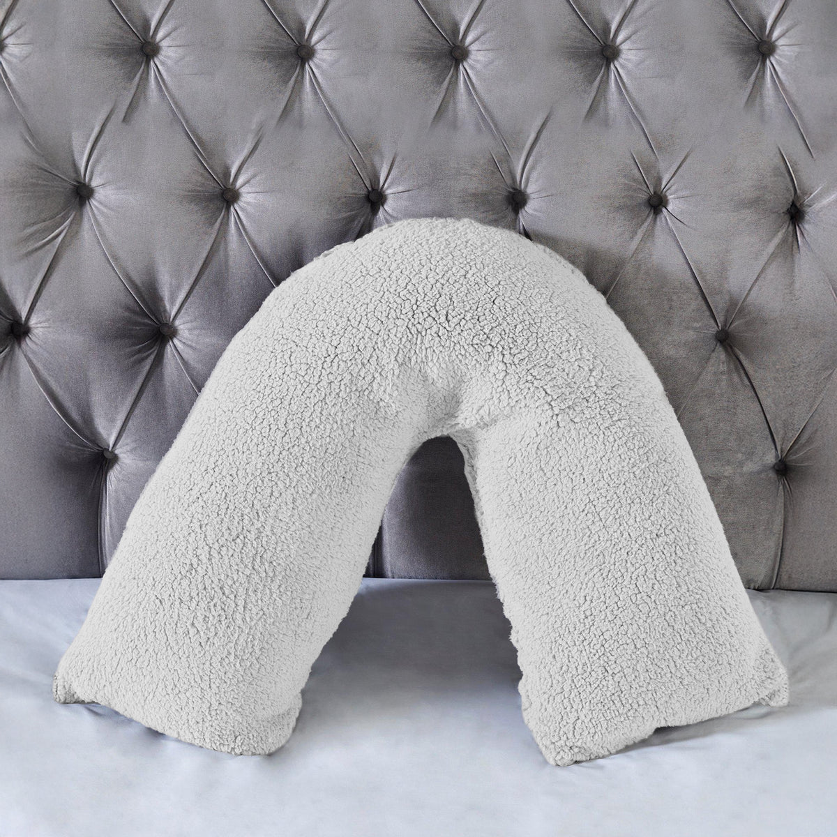 Teddy Bear Fleece Super Soft Cosy V Shape Pillowcase - White