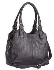 Vegan Leather Classic Mattea Soft Handbag - Dark Grey - British D'sire