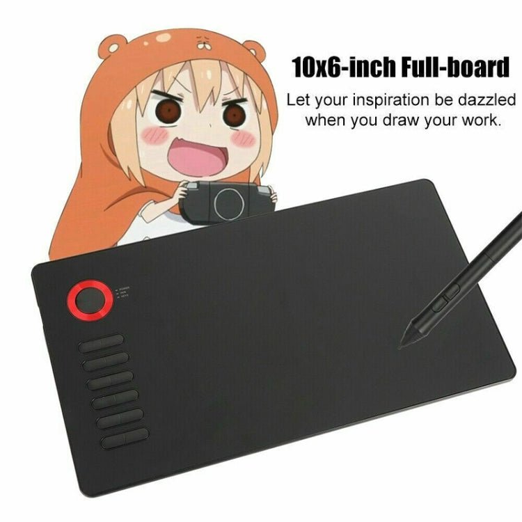 VEIKK A15 10x6 inch 5080 LPI Smart Touch Electronic Graphic Tablet, with Type - C Interface(Red) - British D'sire