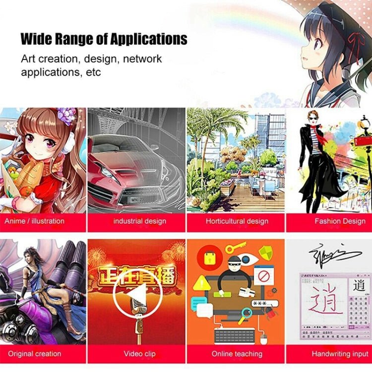 VEIKK A15 10x6 inch 5080 LPI Smart Touch Electronic Graphic Tablet, with Type - C Interface(Red) - British D'sire