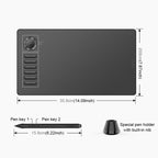 VEIKK A15PRO 10x6 inch 5080 LPI Type - C Interface Smart Touch Electronic Graphic Tablet (Grey) - British D'sire