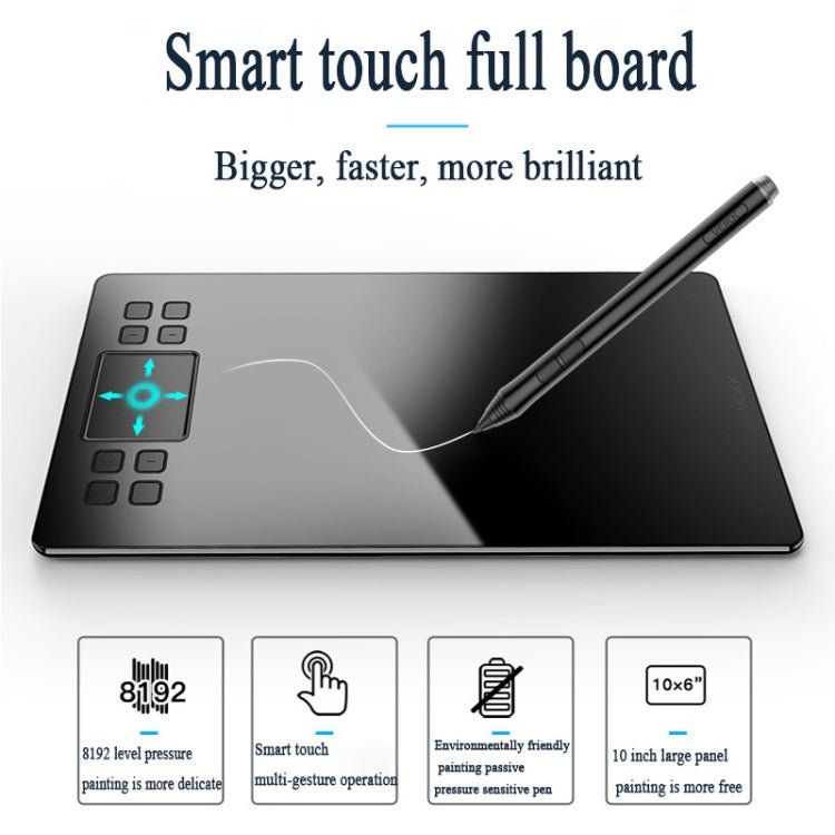 VEIKK A50 10x6 inch 5080 LPI Smart Touch Electronic Graphic Tablet, with Type - c Interface - British D'sire
