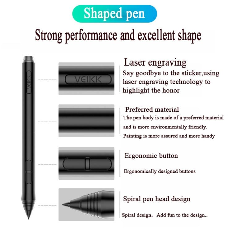 VEIKK A50 10x6 inch 5080 LPI Smart Touch Electronic Graphic Tablet, with Type - c Interface - British D'sire