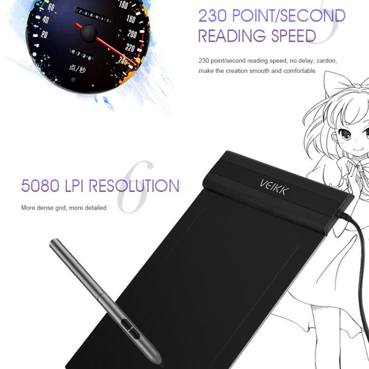 VEIKK S640 6x4 inch 5080 LPI Electronic Graphic Tablet - British D'sire