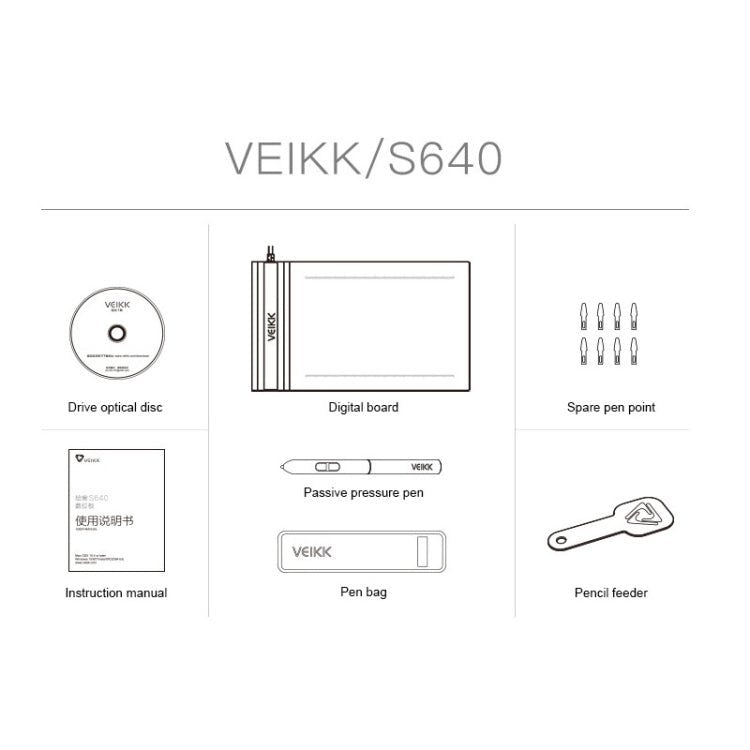 VEIKK S640 6x4 inch 5080 LPI Electronic Graphic Tablet - British D'sire