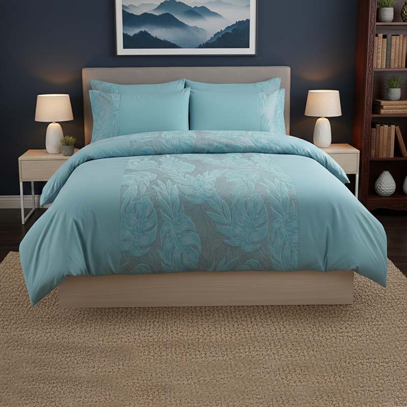 Velvet Leaf Design Duvet Cover Elegant Soft Touch Luxury Bedding - King - British D'sire Main image