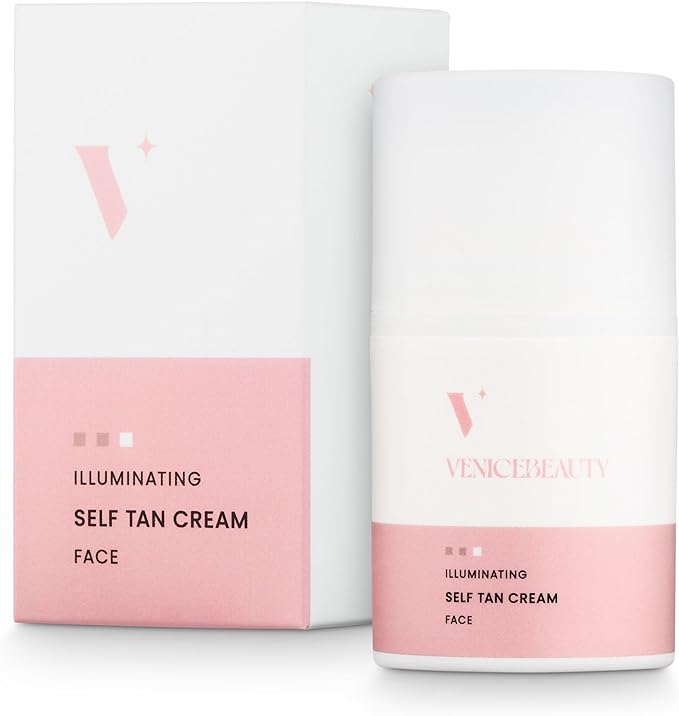 VENICEBEAUTY Illuminating Face Tan Cream - Self Tanning Cream for the Face, Nourishing, Stainless, for All Skin Types - British D'sire
