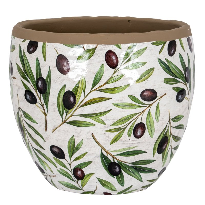 Verdal Olive Large Planter Decorative Artificial Stem - Plant Pot - British D'sire