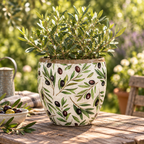Verdal Olive Medium Planter Decorative Artificial Stem - Plant Pot - British D'sire