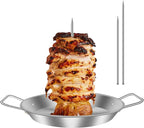 Vertical Kebab Skewer Stand,Stainless Steel Chicken Skewers with Handle, BBQ Vertical Skewer Grill Rack Stand with 3 Different Sizes Spikes for Whole Chicken Fish Sausage Steak Turkey Kebab - British D'sire