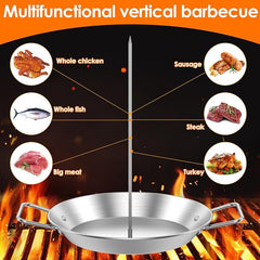 Vertical Meat Skewer, Stainless Steel Vertical Skewer Grill with 8/10/12 Inch Removable Spikes, Vertical Skewer Grill Rack Stand, Barbecue Kebab Spike for Whole Chicken Fish Sausage Steak - British D'sire