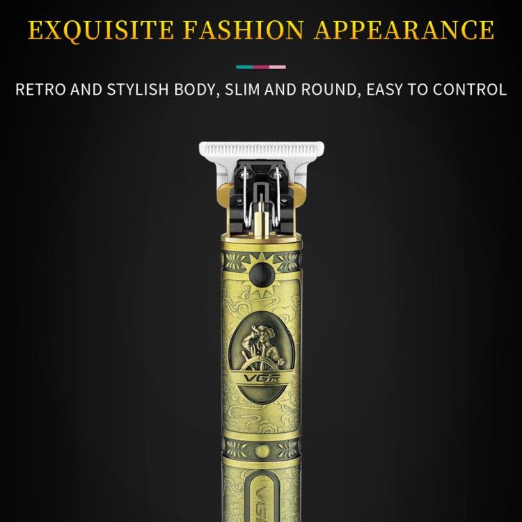 VGR V - 085 Vintage Hairstyles Carving USB Electric Hair Clipper(Gold) - British D'sire