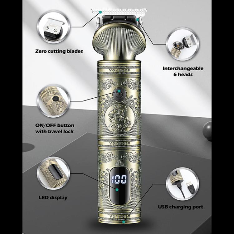 VGR V - 106 6 - in - 1 Digital Display Electric Hair Clipper Kit(Gold) - British D'sire