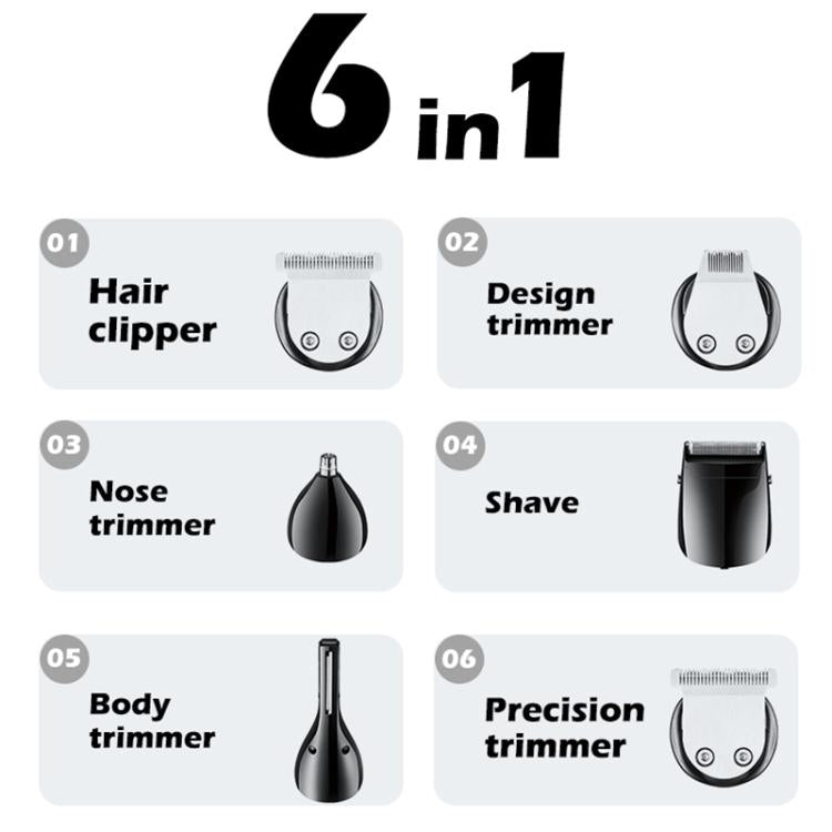 VGR V - 106 6 - in - 1 Digital Display Electric Hair Clipper Kit(Gold) - British D'sire