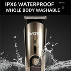 VGR V - 107 11 - in - 1 IPX6 Digital Display Electric Hair Clipper Kit(Gold) - British D'sire