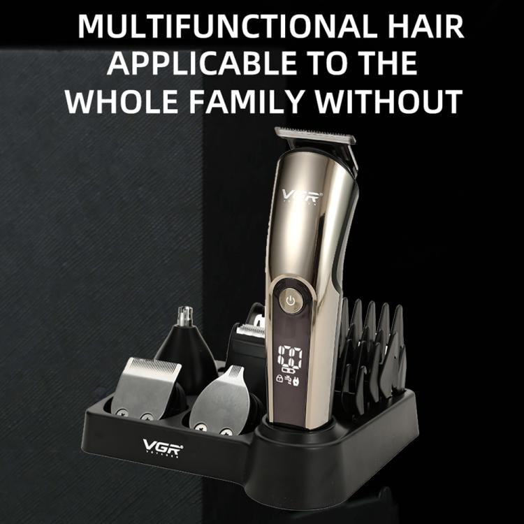 VGR V - 107 11 - in - 1 IPX6 Digital Display Electric Hair Clipper Kit(Gold) - British D'sire