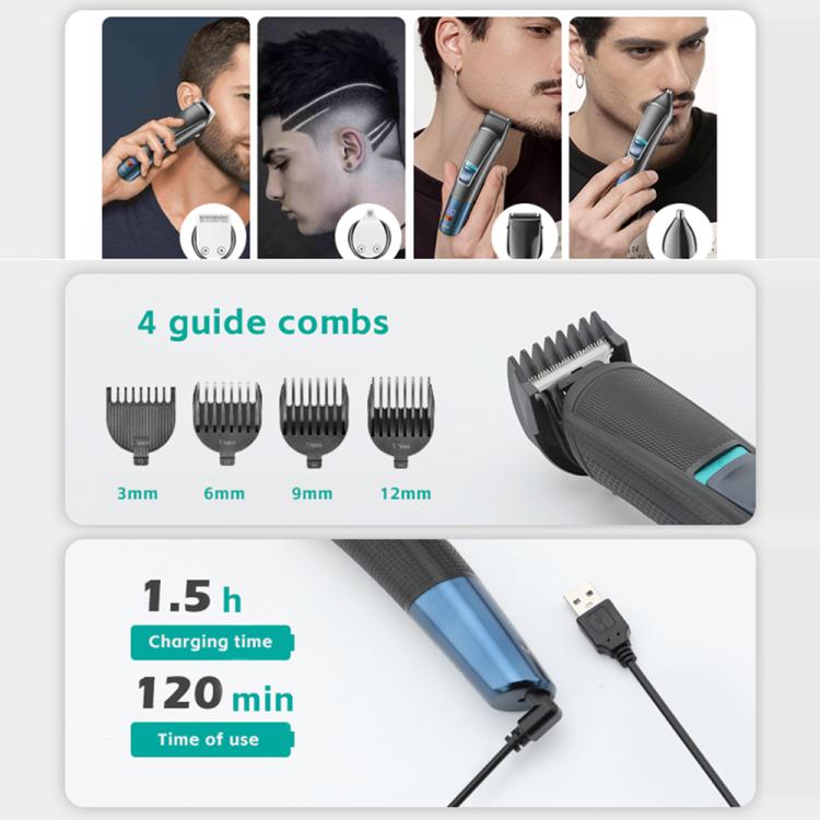 VGR V - 108 10 - in - 1 Digital Display Electric Hair Clipper Men Care Kit(Black) - British D'sire