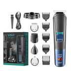 VGR V - 108 10 - in - 1 Digital Display Electric Hair Clipper Men Care Kit(Black) - British D'sire