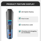VGR V - 108 10 - in - 1 Digital Display Electric Hair Clipper Men Care Kit(Black) - British D'sire