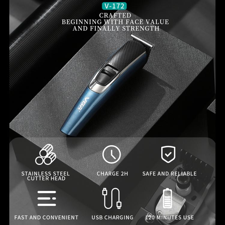 VGR V - 172 10W Multifunctional USB Electric Hair Clipper(Blue) - British D'sire