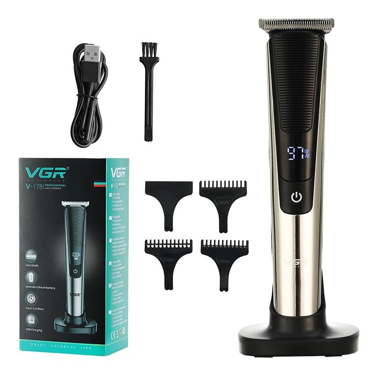 VGR V - 178 5W USB Portable Hair Clipper with LED Display & Base - British D'sire