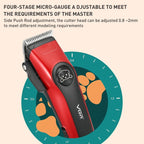 VGR V - 202 Pet Barber Electric Hair Clipper (Red) - British D'sire