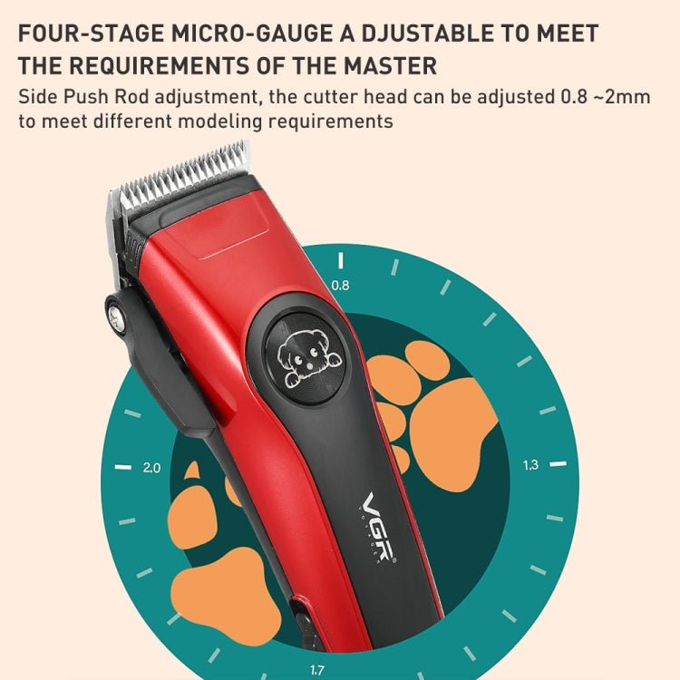 VGR V - 202 Pet Barber Electric Hair Clipper (Red) - British D'sire
