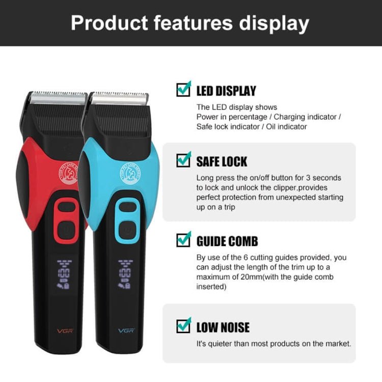 VGR V - 208 Professional Pet Barber Electric Hair Clipper (Blue) - British D'sire