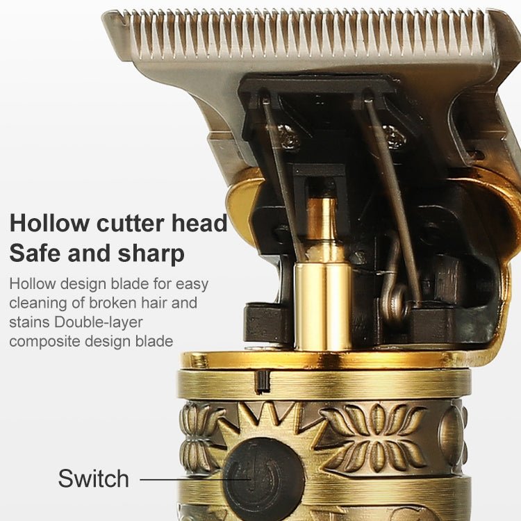 VGR V - 228 5W USB Retro Engraving Hair Clipper with LED Digital Display (Bronze) - British D'sire