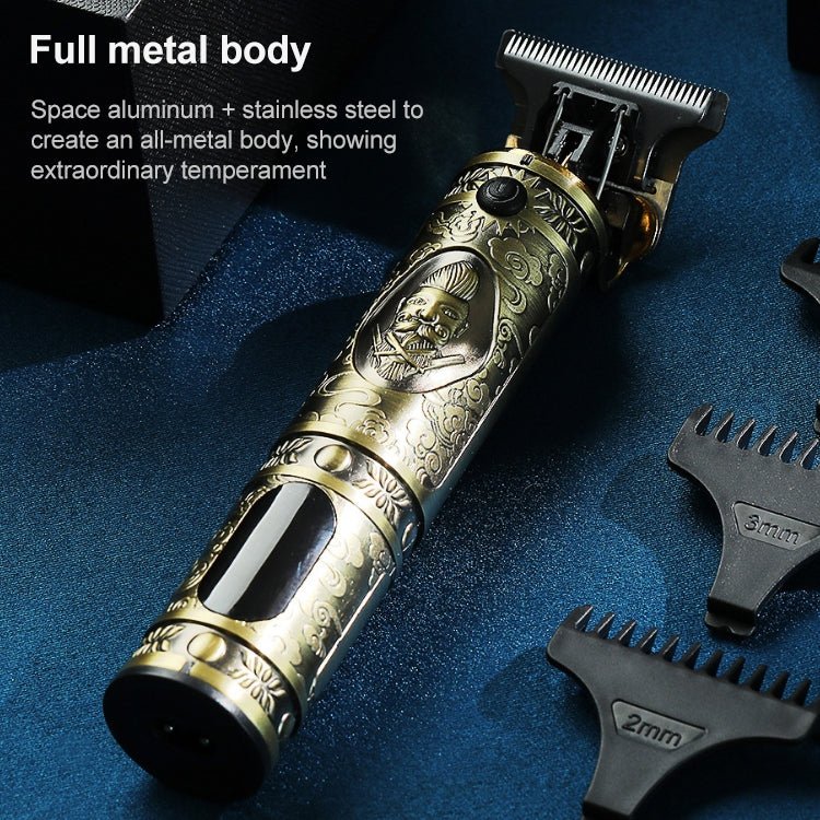 VGR V - 228 5W USB Retro Engraving Hair Clipper with LED Digital Display (Bronze) - British D'sire