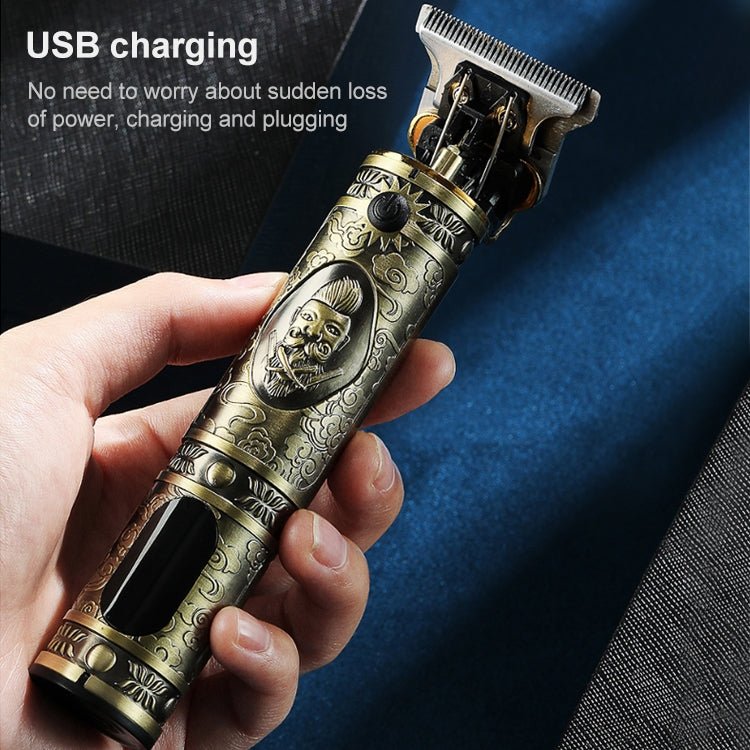 VGR V - 228 5W USB Retro Engraving Hair Clipper with LED Digital Display (Bronze) - British D'sire