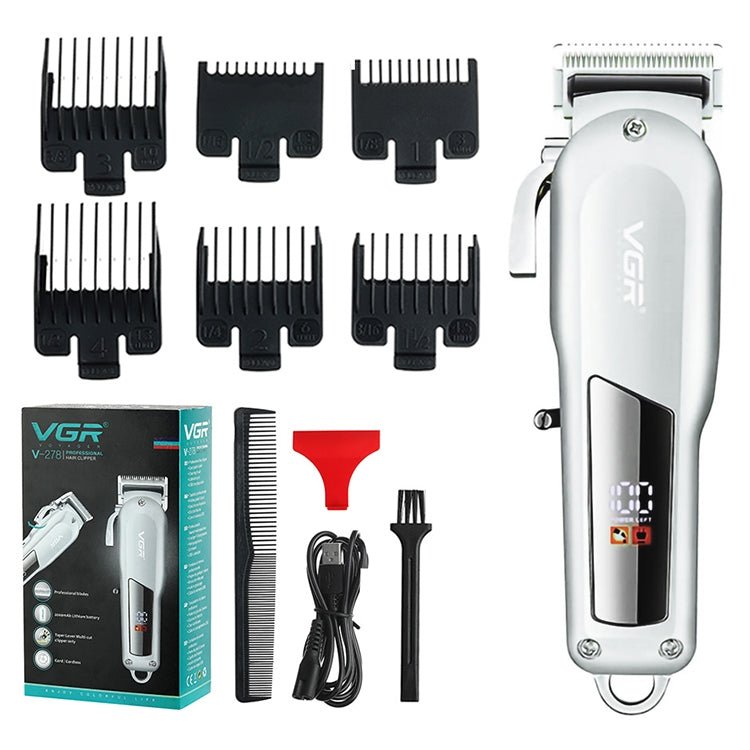 VGR V - 278 10W USB Metal Electric Hair Clipper with LED Digital Display(Silver) - British D'sire