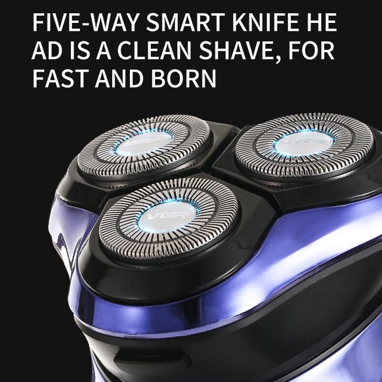 VGR V - 305 Rotating Three - blade IPX7 Men Electric Shaver(Blue) - British D'sire