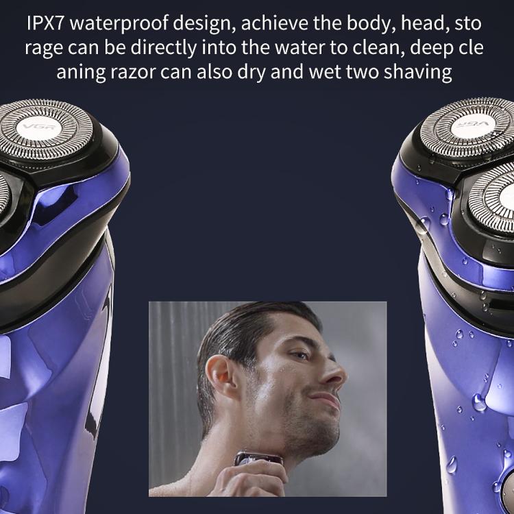 VGR V - 305 Rotating Three - blade IPX7 Men Electric Shaver(Blue) - British D'sire