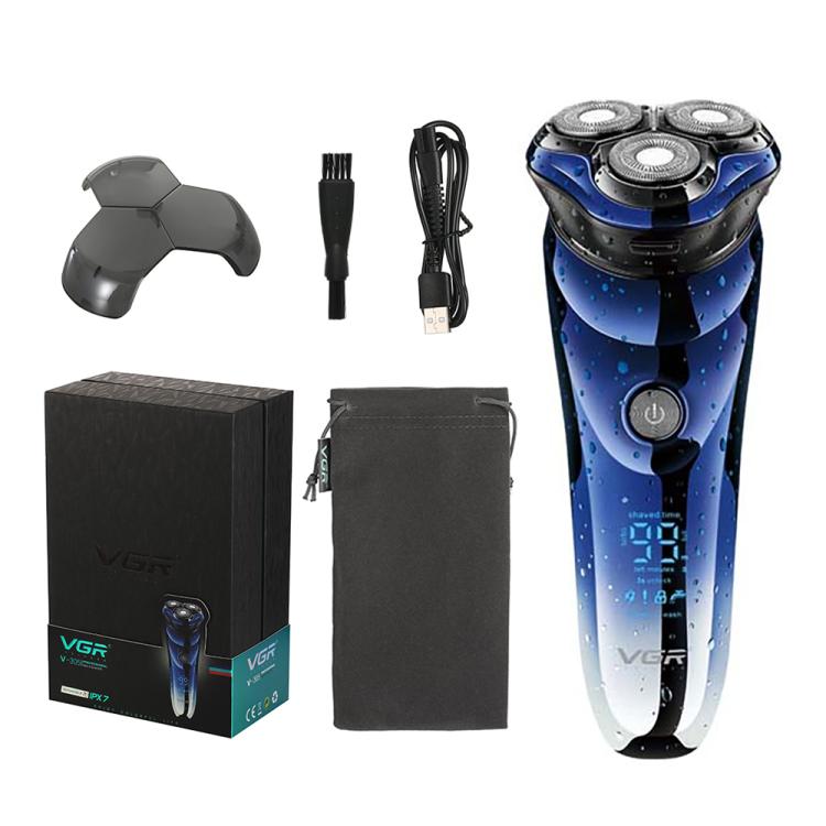 VGR V - 305 Rotating Three - blade IPX7 Men Electric Shaver(Blue) - British D'sire