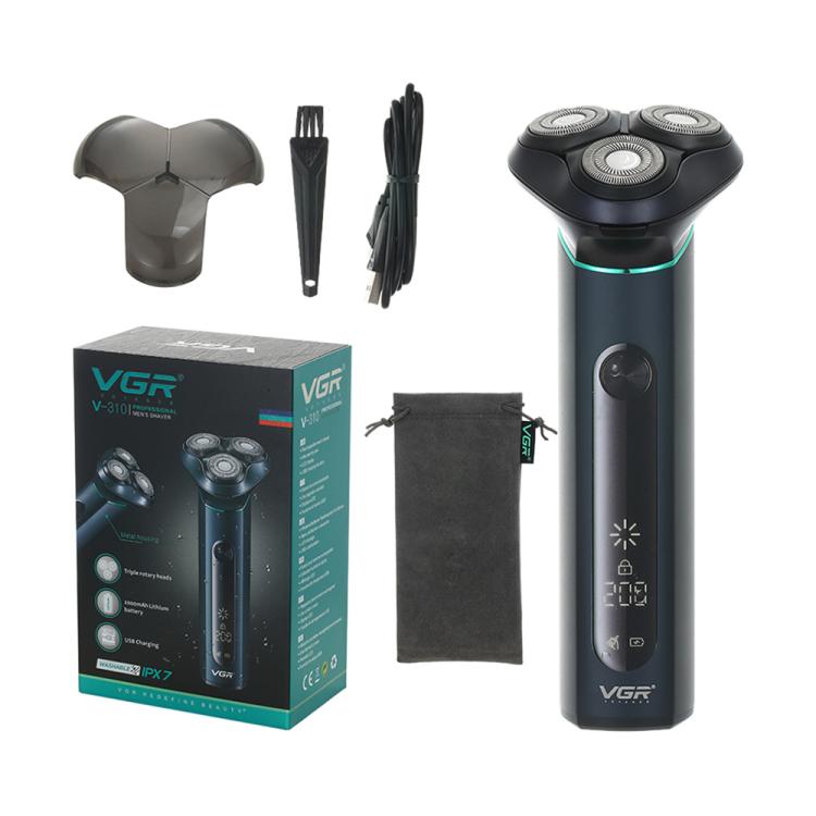 VGR V - 310 Digital Display Three - blade IPX7 Electric Shaver(Black) - British D'sire