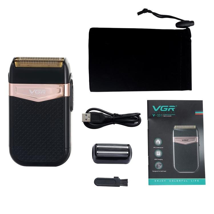 VGR V - 331 Reciprocating Rotary 2 Cutter Head IPX4 Electric Shaver(Black) - British D'sire