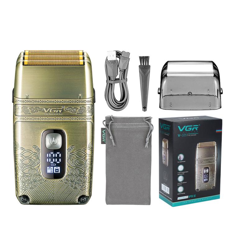 VGR V - 335 Retro Digital Display IPX6 Electric Shaver(Gold) - British D'sire