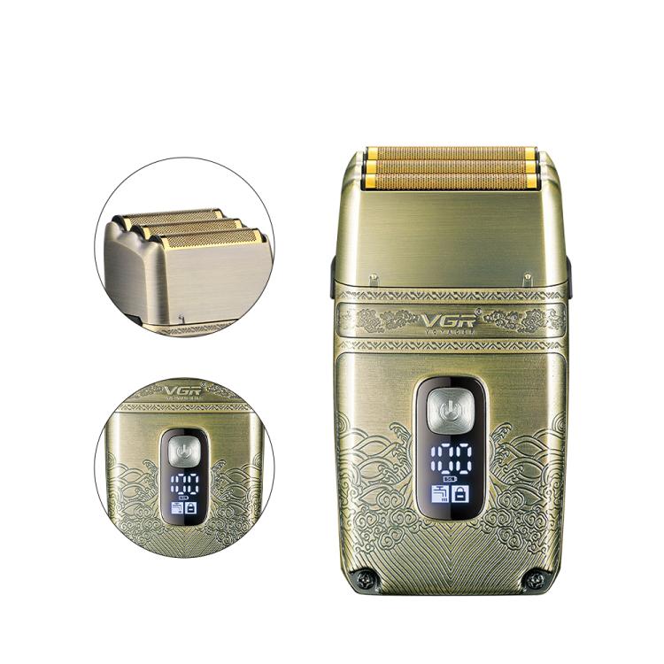 VGR V - 335 Retro Digital Display IPX6 Electric Shaver(Gold) - British D'sire